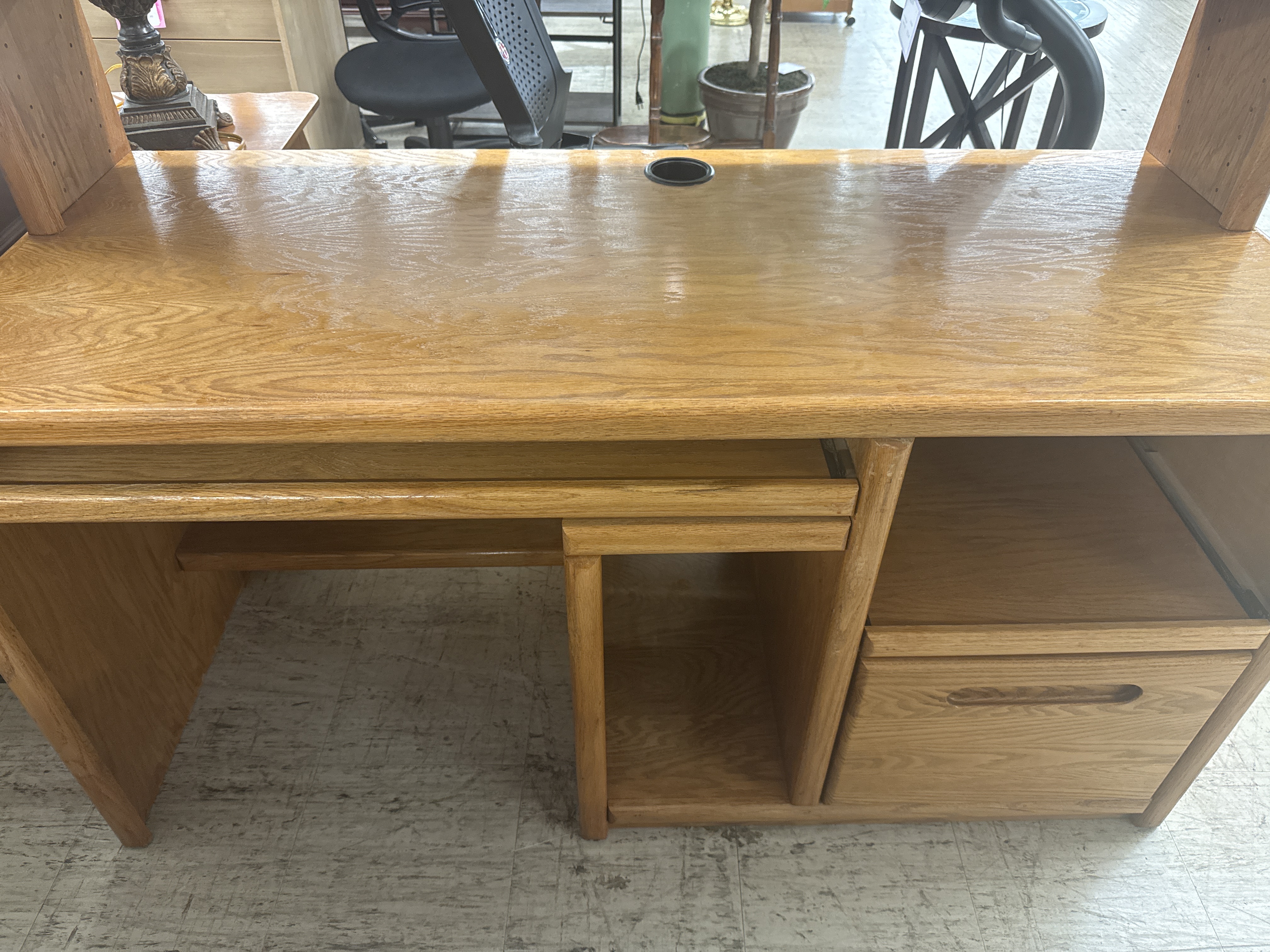 2 Piece Oak Desk
