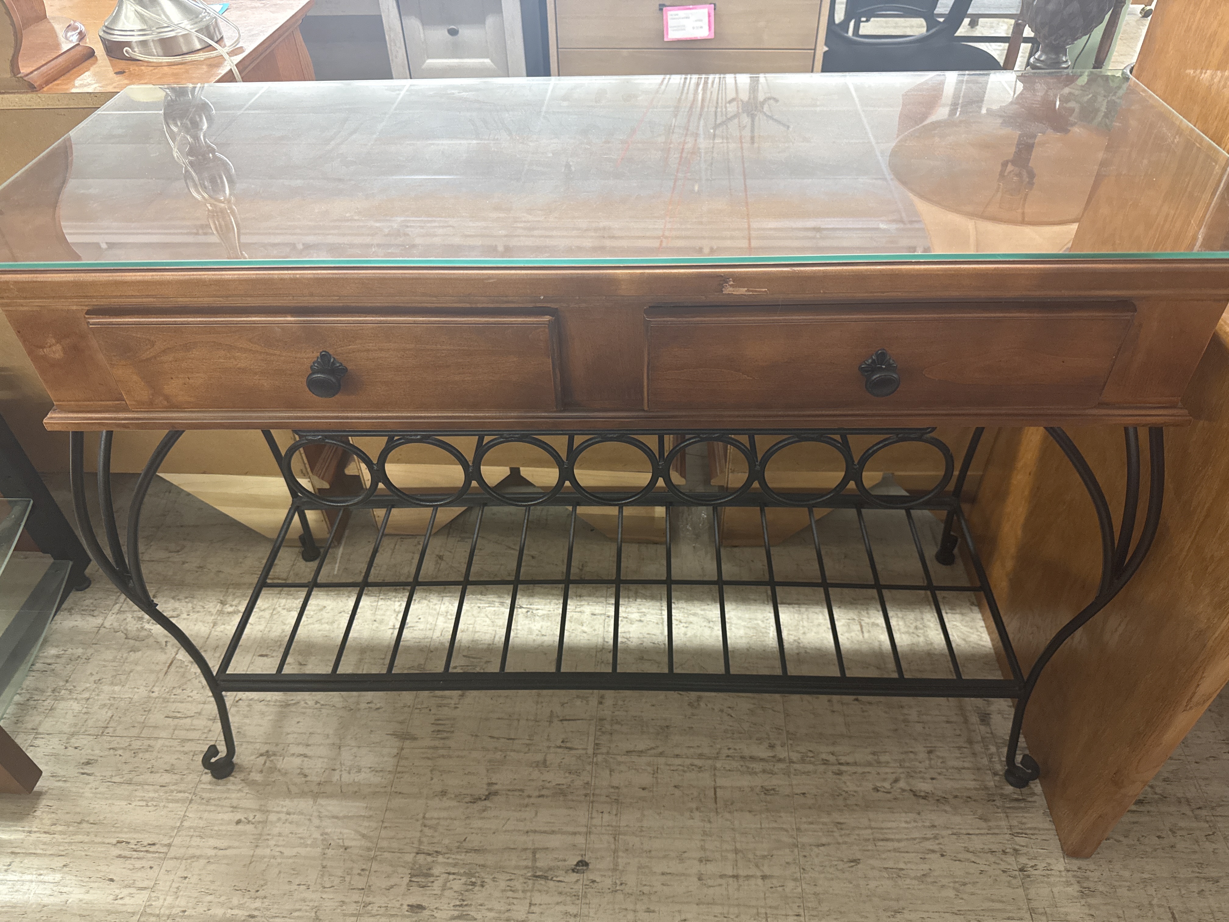 Glass Top Server w/wine rack