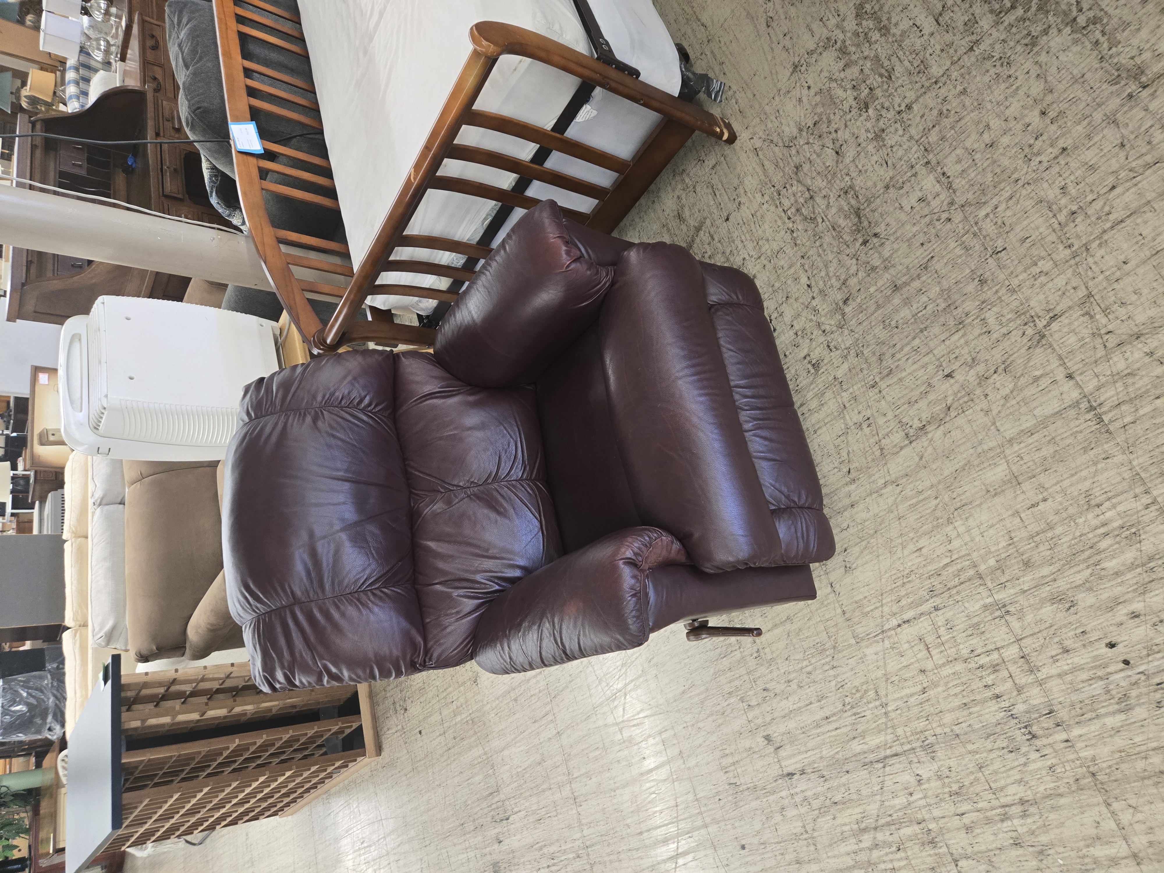 Burgundy Leather Rocker Recliner - Pre-loved furniture Central Florida