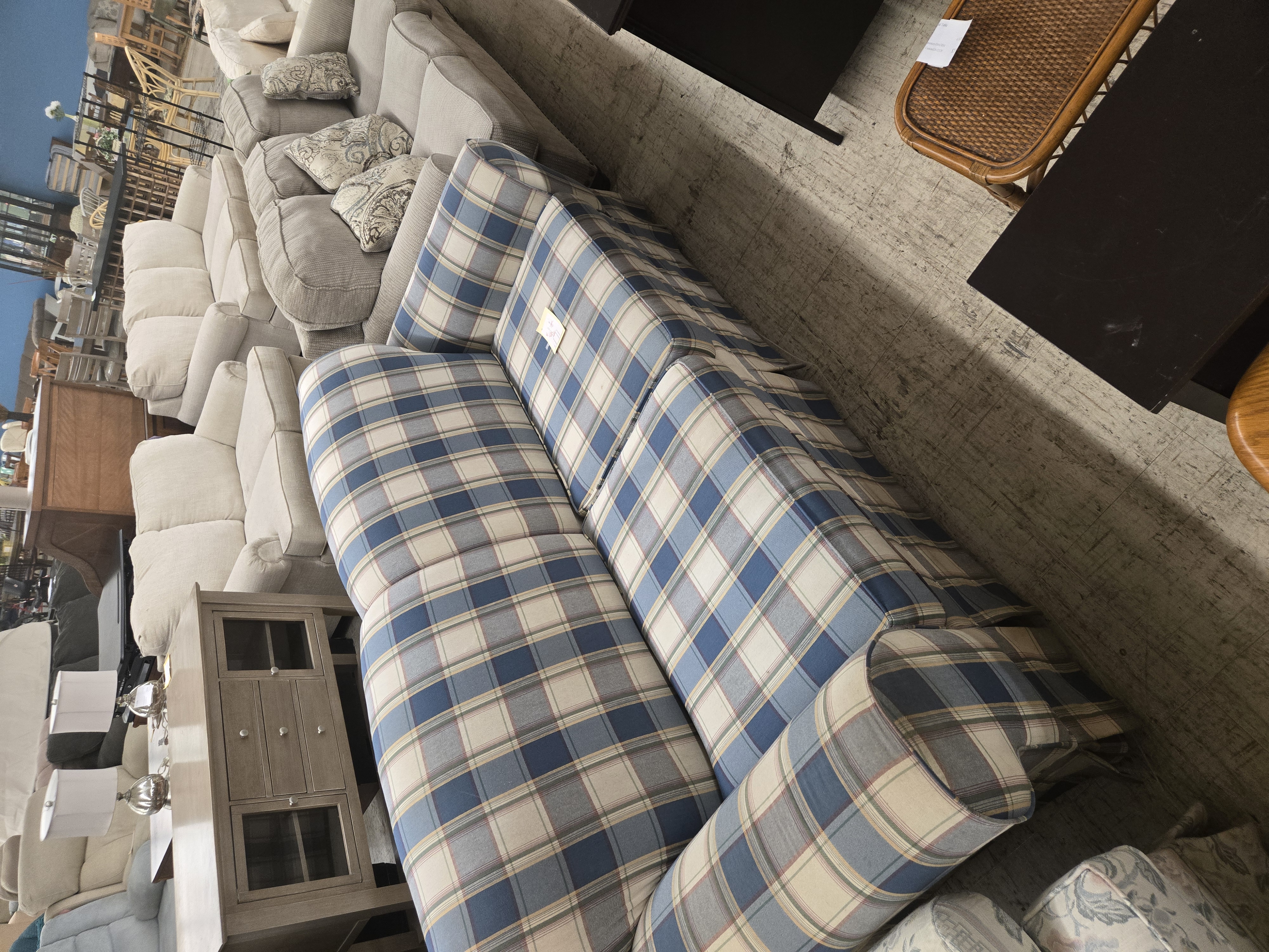 Blue & White Striped Loveseat - Pre-loved furniture Central Florida