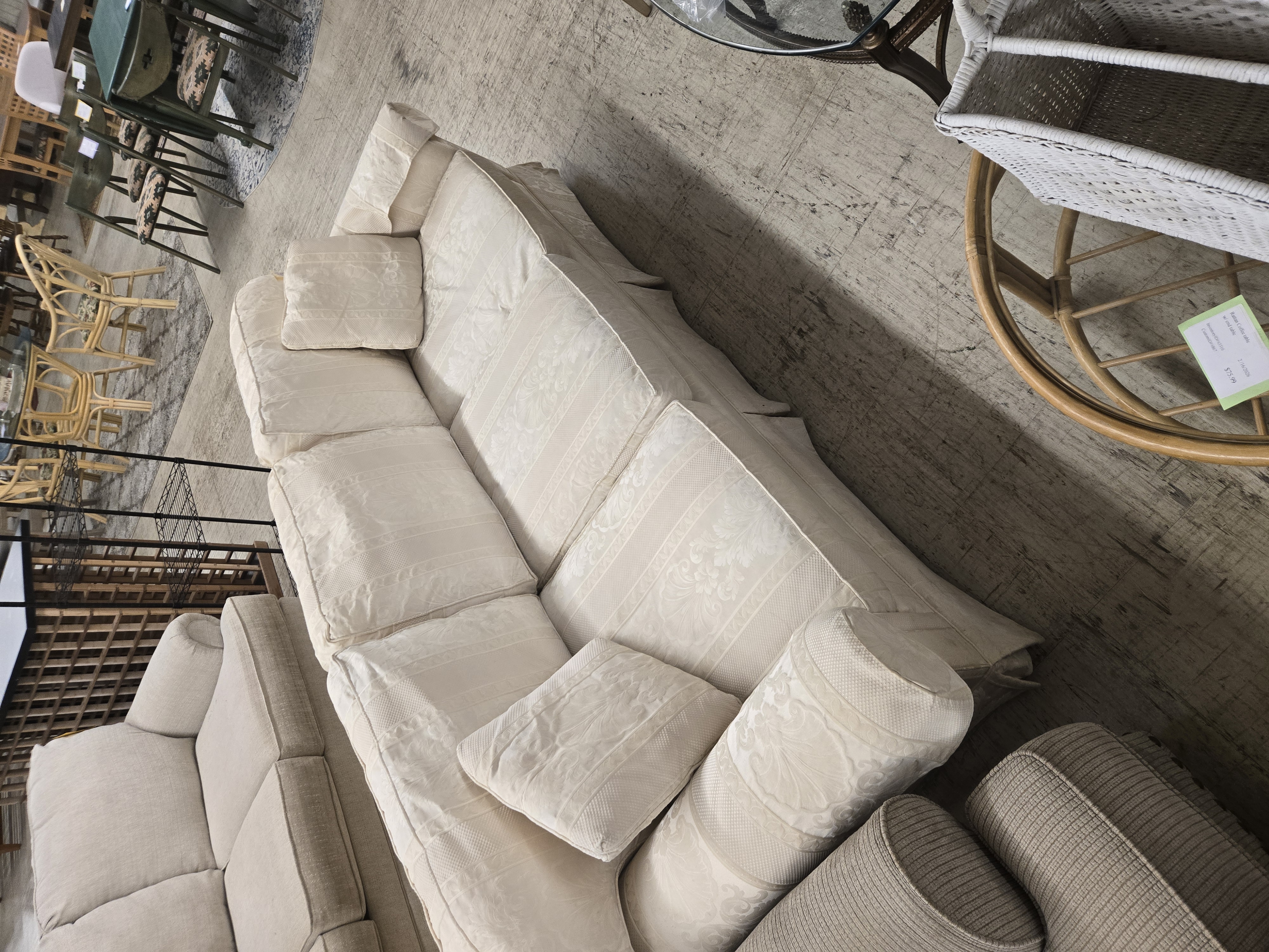 White Damask Sofa — photo 1