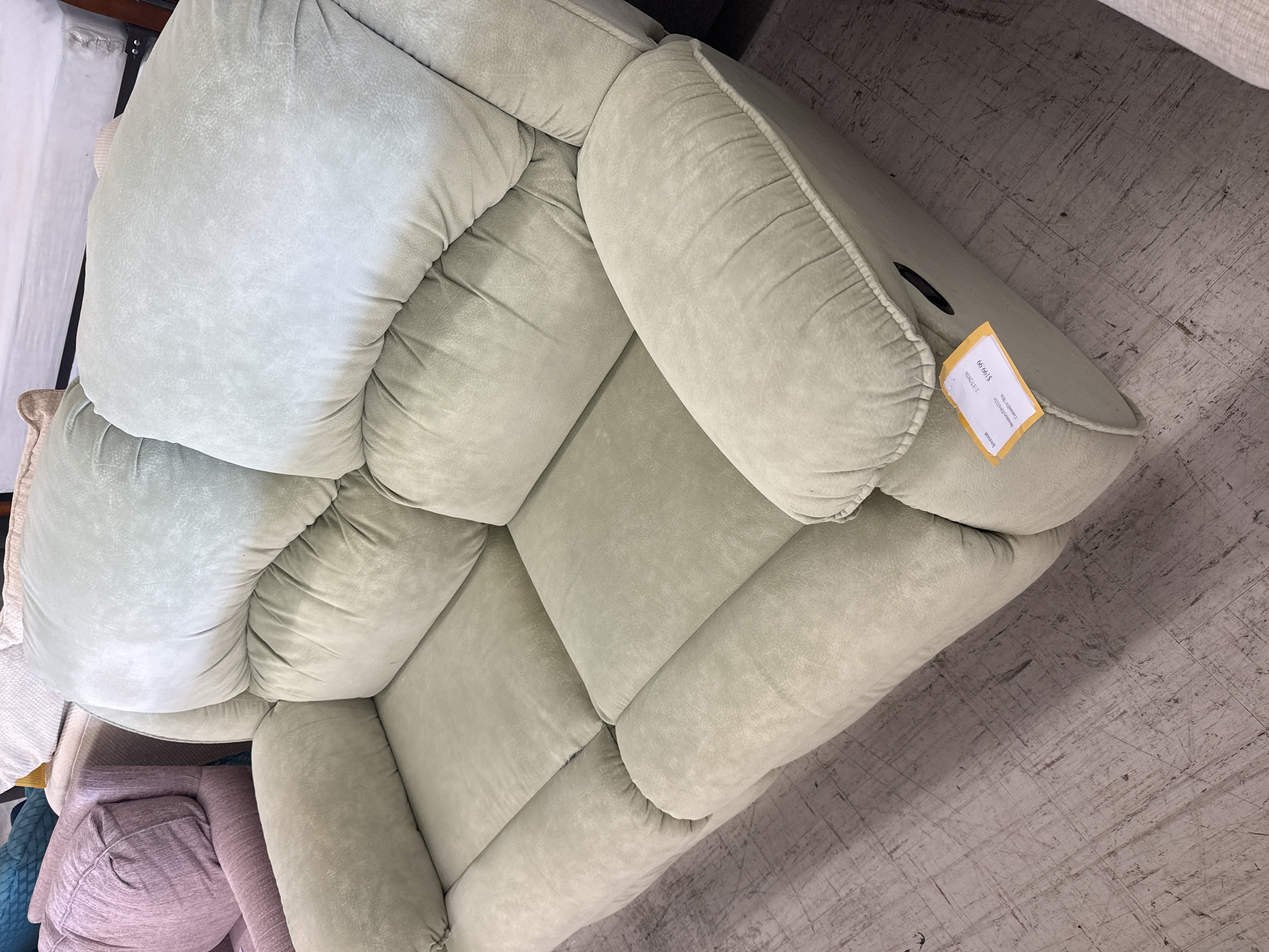 Sage Green Loveseat — photo 1